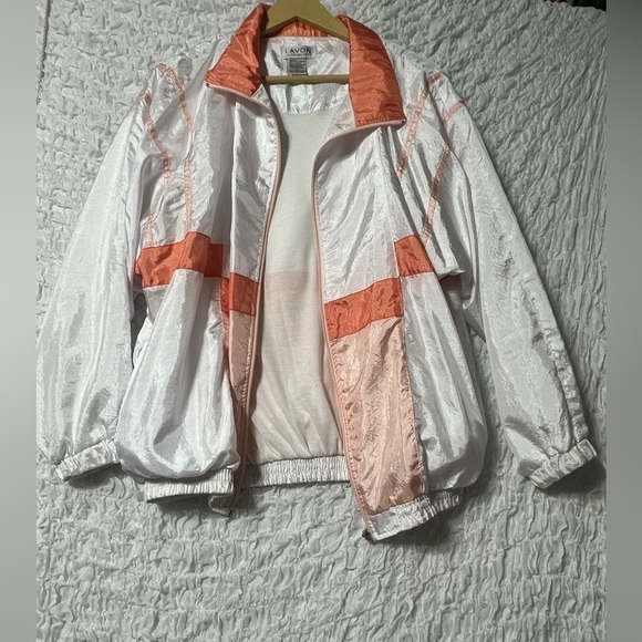 LAVON  90’S VINTAGE MENS, PEACH PRINT TRACK JACKET SIZE L - Picture 13 of 13